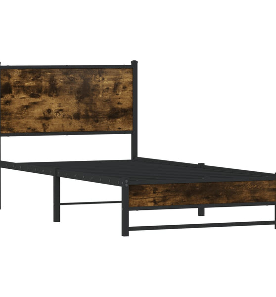 Metallbett ohne Matratze Räuchereiche 90x200 cm