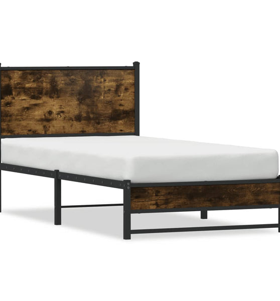 Metallbett ohne Matratze Räuchereiche 90x200 cm