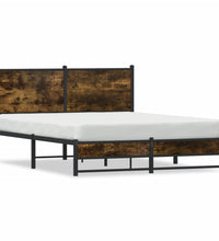 Metallbett ohne Matratze Räuchereiche 137x190 cm