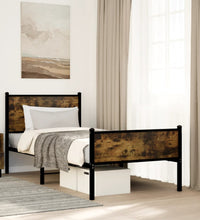 Metallbett ohne Matratze Räuchereiche 80x200 cm
