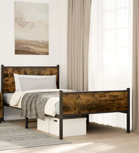 Metallbett ohne Matratze Räuchereiche 107x203 cm