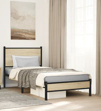 Metallbett ohne Matratze Sonoma-Eiche 90x190 cm