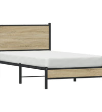 Metallbett ohne Matratze Sonoma-Eiche 90x190 cm