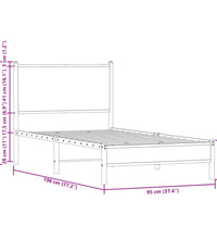 Metallbett ohne Matratze Sonoma-Eiche 90x190 cm
