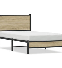 Metallbett ohne Matratze Sonoma-Eiche 90x190 cm
