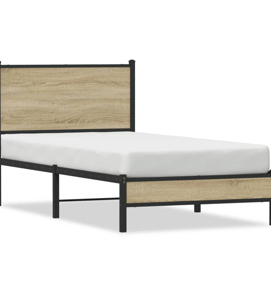 Metallbett ohne Matratze Sonoma-Eiche 90x190 cm