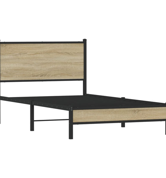 Metallbett ohne Matratze Sonoma-Eiche 100x190 cm