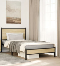 Metallbett ohne Matratze Sonoma-Eiche 100x190 cm