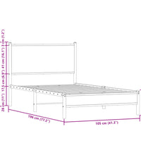 Metallbett ohne Matratze Sonoma-Eiche 100x190 cm
