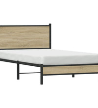 Metallbett ohne Matratze Sonoma-Eiche 100x200 cm