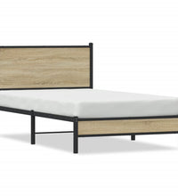 Metallbett ohne Matratze Sonoma-Eiche 100x200 cm