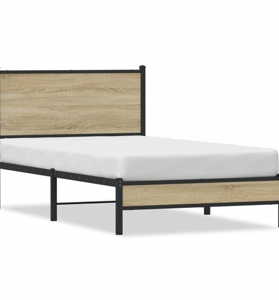 Metallbett ohne Matratze Sonoma-Eiche 100x200 cm
