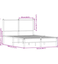 Metallbett ohne Matratze Sonoma-Eiche 120x190 cm