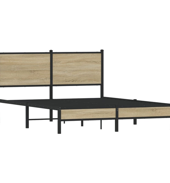 Metallbett ohne Matratze Sonoma-Eiche 137x190 cm