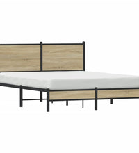 Metallbett ohne Matratze Sonoma-Eiche 137x190 cm