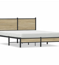 Metallbett ohne Matratze Sonoma-Eiche 137x190 cm