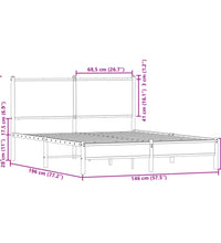 Metallbett ohne Matratze Sonoma-Eiche 140x190 cm