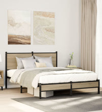 Metallbett ohne Matratze Sonoma-Eiche 150x200 cm