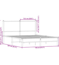 Metallbett ohne Matratze Sonoma-Eiche 150x200 cm