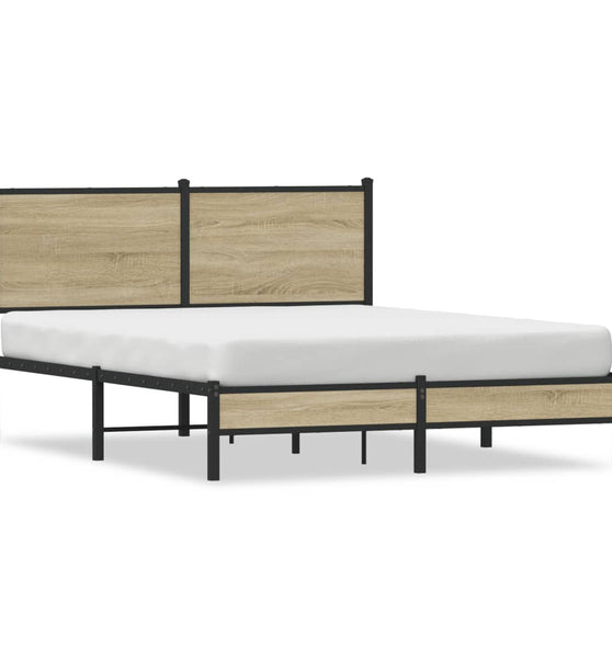 Metallbett ohne Matratze Sonoma-Eiche 150x200 cm