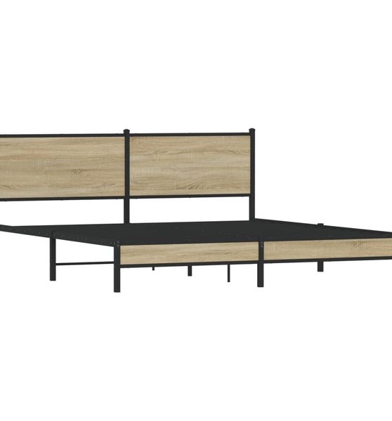 Metallbett ohne Matratze Sonoma-Eiche 160x200 cm