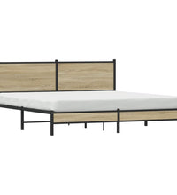 Metallbett ohne Matratze Sonoma-Eiche 160x200 cm