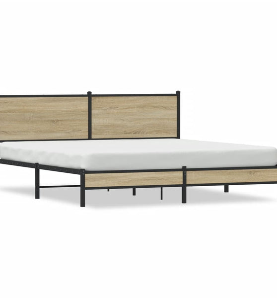Metallbett ohne Matratze Sonoma-Eiche 160x200 cm