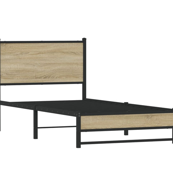 Metallbett ohne Matratze Sonoma-Eiche 75x190 cm