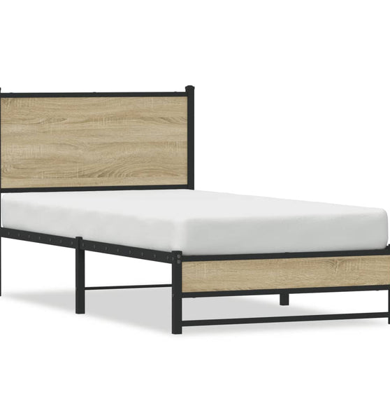 Metallbett ohne Matratze Sonoma-Eiche 75x190 cm