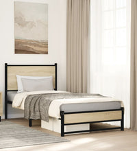 Metallbett ohne Matratze Sonoma-Eiche 90x190 cm