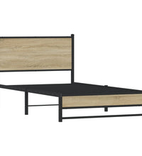 Metallbett ohne Matratze Sonoma-Eiche 100x190 cm