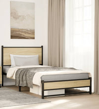 Metallbett ohne Matratze Sonoma-Eiche 100x190 cm