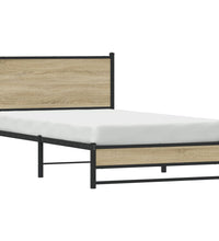 Metallbett ohne Matratze Sonoma-Eiche 100x200 cm