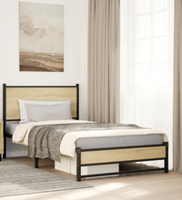 Metallbett ohne Matratze Sonoma-Eiche 107x203 cm