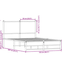 Metallbett ohne Matratze Sonoma-Eiche 120x200 cm