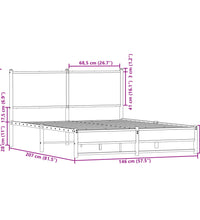 Metallbett ohne Matratze Sonoma-Eiche 140x200 cm
