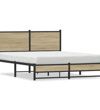 Metallbett ohne Matratze Sonoma-Eiche 140x200 cm