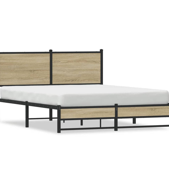 Metallbett ohne Matratze Sonoma-Eiche 140x200 cm