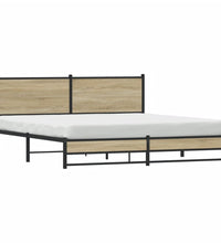Metallbett ohne Matratze Sonoma-Eiche 160x200 cm