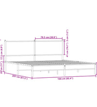Metallbett ohne Matratze Sonoma-Eiche 160x200 cm