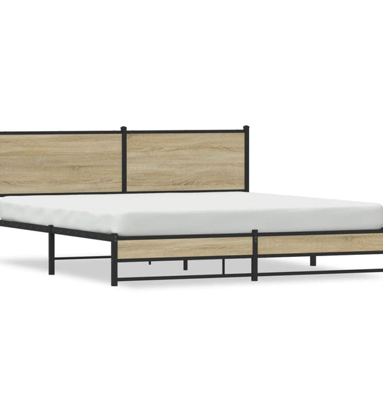 Metallbett ohne Matratze Sonoma-Eiche 160x200 cm
