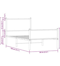 Metallbett ohne Matratze Sonoma-Eiche 75x190 cm