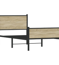 Metallbett ohne Matratze Sonoma-Eiche 90x190 cm