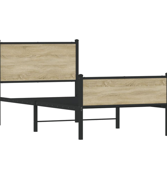 Metallbett ohne Matratze Sonoma-Eiche 90x190 cm
