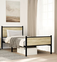 Metallbett ohne Matratze Sonoma-Eiche 90x190 cm