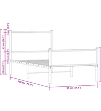 Metallbett ohne Matratze Sonoma-Eiche 90x190 cm
