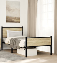 Metallbett ohne Matratze Sonoma-Eiche 90x200 cm