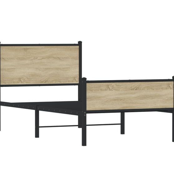 Metallbett ohne Matratze Sonoma-Eiche 100x190 cm
