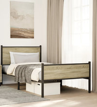 Metallbett ohne Matratze Sonoma-Eiche 100x190 cm