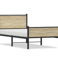 Metallbett ohne Matratze Sonoma-Eiche 100x190 cm